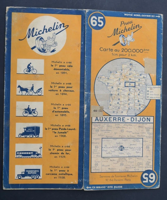 Carte Michelin N°55 Caen Paris – 1955 – Guide Bibendum – Vintage