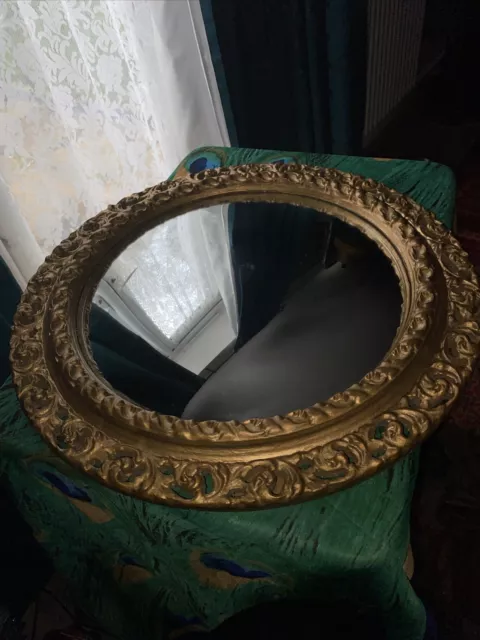 Beautiful Vintage Mid Century Gilt Rococo Style Mirror by Atsonia Round Convex