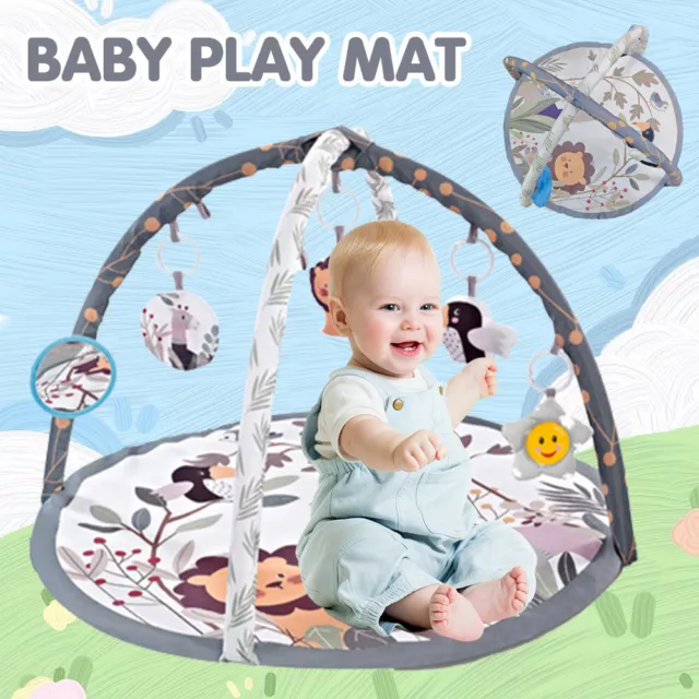 Baby Erlebnisdecke Krabbeldecke mit Spielbogen Bälle Gymcenter Spielmatte Gray