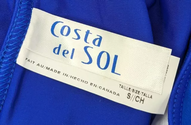 Parte inferior de bikini de natación Costa del Sol para mujer S (6/8) azul bloque de color pierna alta 3