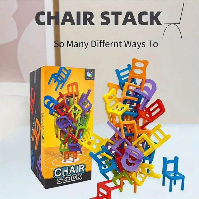 MINI COLOURFUL CHAIR Stacking Tower Balance Game PileUp Training Toy