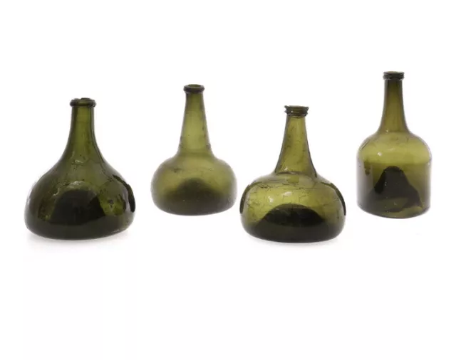 Antique 17th/18th Century Blown Green Glass Mallet Shaped Wine Bottle Georgian