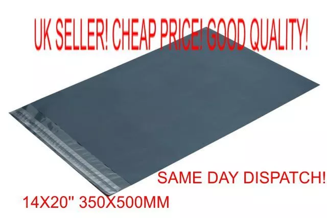 100x gris plastique poly sacs postaux 350 x 500 mm 14 x 20 grand