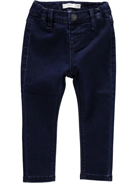 Ragazza Jeans Stretch Pantaloni Elasticizzati Lungo di Tessuto Bambini Blu Scuro