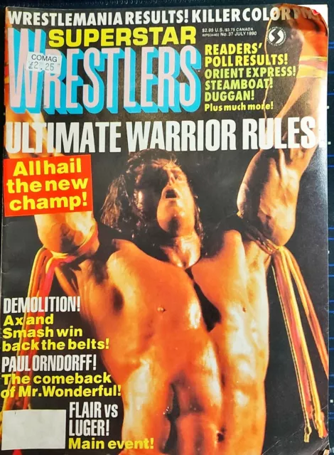 WWF Superstar Wrestlers Magazine Ultimate Warrior July 1990