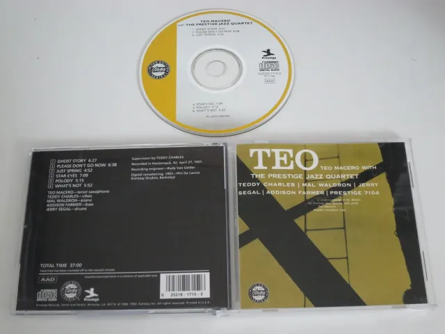 Teo Macero/With The Prestige Jazz Quartet(Prestige Ojccd-1715-2+P-7104) Cd Album