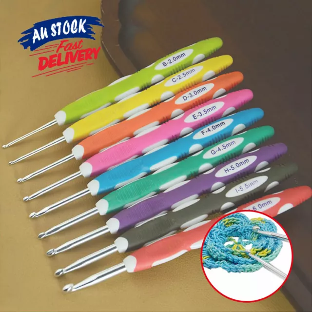 9Pcs/Set Multi Coloured Aluminum Crochet Hooks Yarn Knitting Needles Kit Tools