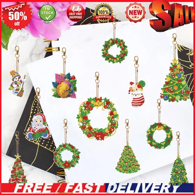 Double Sided Rhinestone Pendant Ornament Snowman Special Shape Xmas Tree 6PCS