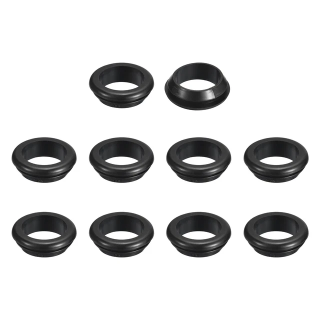 5Pcs Passe-fils protection caoutchouc noir 25mm passe-fils double face