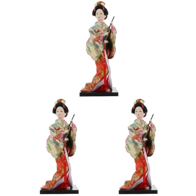 3 COUNT GOTH Poupée Kimono Figurine Japonaise De Collection EUR 67,58