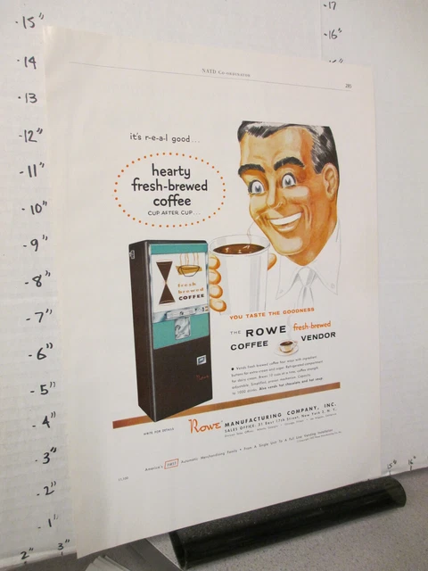 trade magazine ad 1958 ROWE MFG Co vending machine COFFEE cup