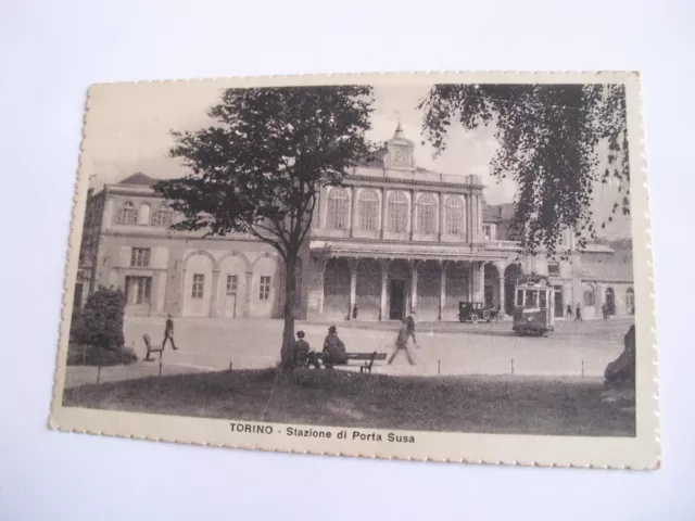 Torino - stazione di Porta Susa + tram - spedita  in busta f. p. 1926