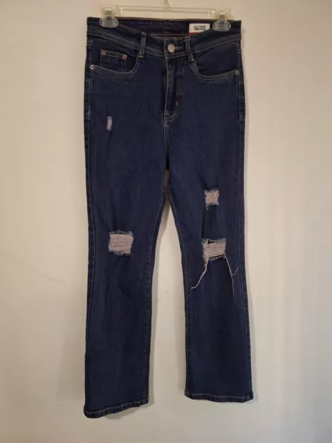 TOMMY HILFIGER DENIM 28 / 10 Womens Dark Blue Distressed JEANS Skinny Ripped