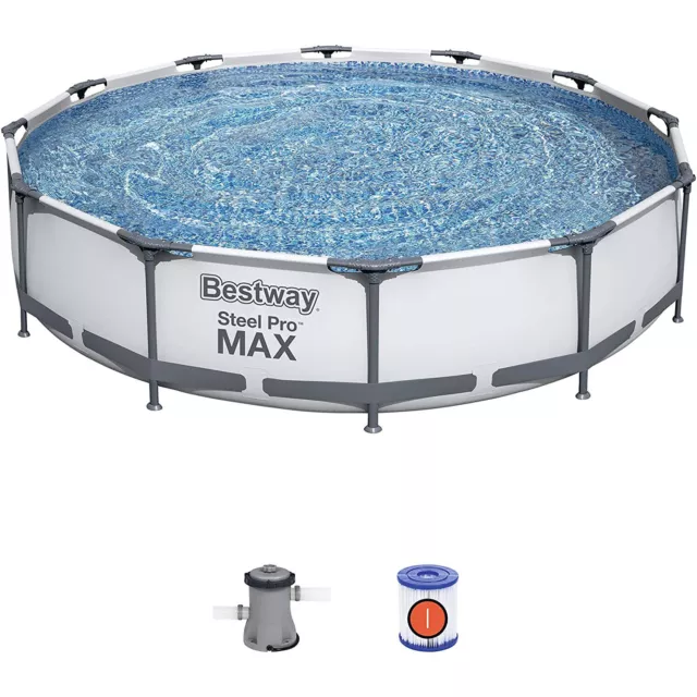 Bestway Set Piscine Steel Pro MAX Gris Clair 366x76 CM Avec Pompe le Filtrage 2