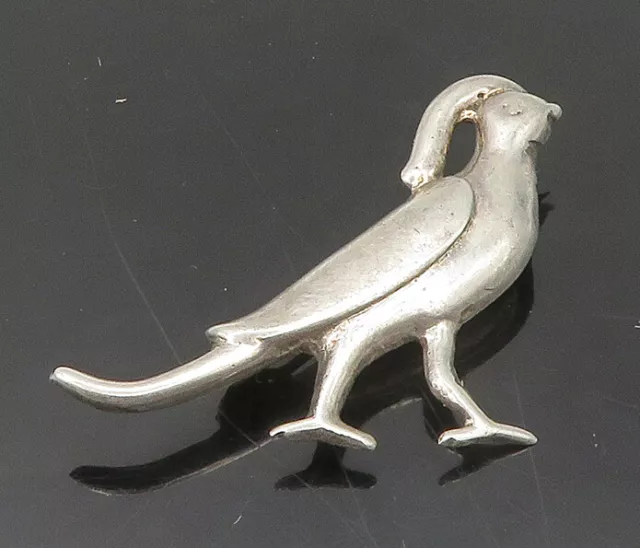 MEXICO 925 Sterling Silver - Vintage Shiny Bird Motif Brooch Pin - BP7629