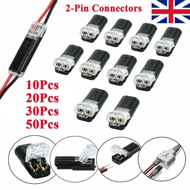 DOUBLE-WIRE PLUG-IN CONNECTOR with Locking Buckle 2 Pin Quick Splice 10 ...