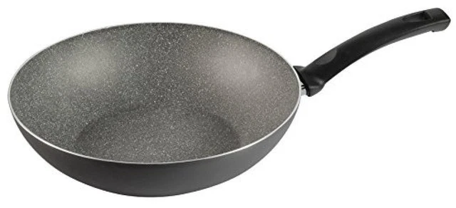 (TG. 28 cm) Ballarini Lucca Wok con 1 Manico, Antiaderente, Nero, 28 cm - NUOVO