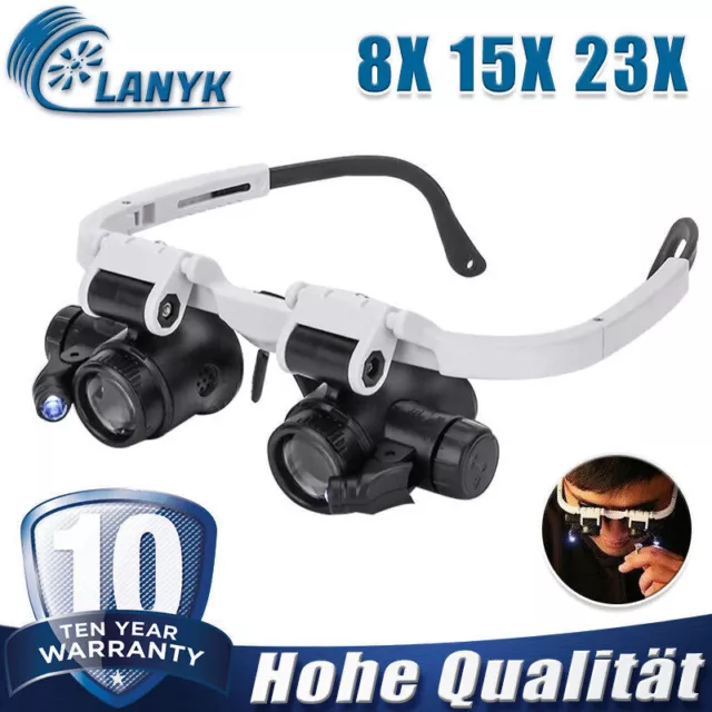 8X 15X 23X Jewelry Watch Produttore Magnifier Glass Louver LED Luce