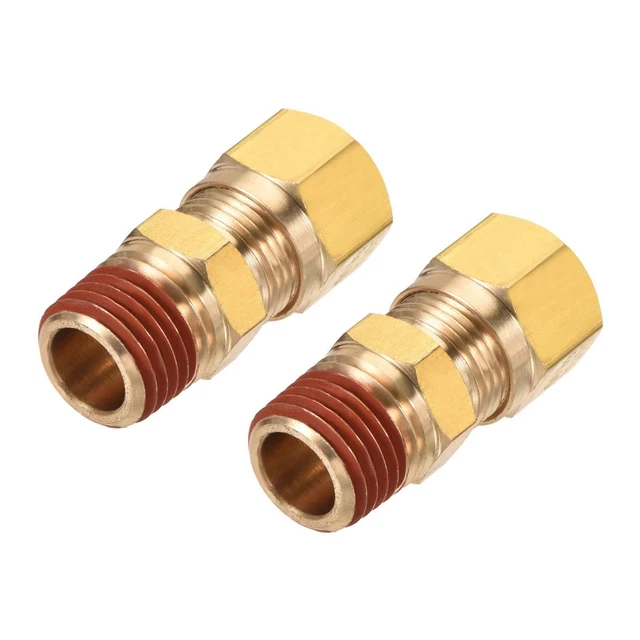 Compression Tuyau Raccord 1/4NPT x 3/8" Tuyau OD Droit Adaptateur Paquet de 2