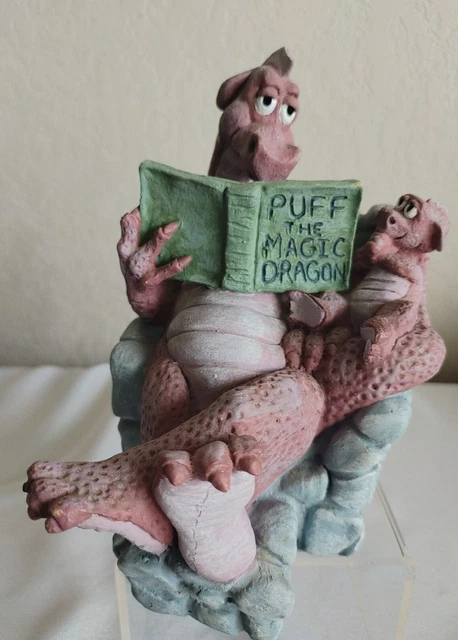Vintage Puff the Magic Dragon Ceramic Figurine Signed by Artist 1993 Cast Art Vintage Puff the Magic Dragon Ceramic Figurine Signed by Artist 1993 Cast Art