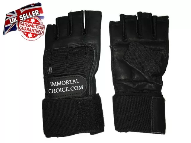 Gym Workout Weight Lifting Body Building Training Fitness Leather Gloves Strap