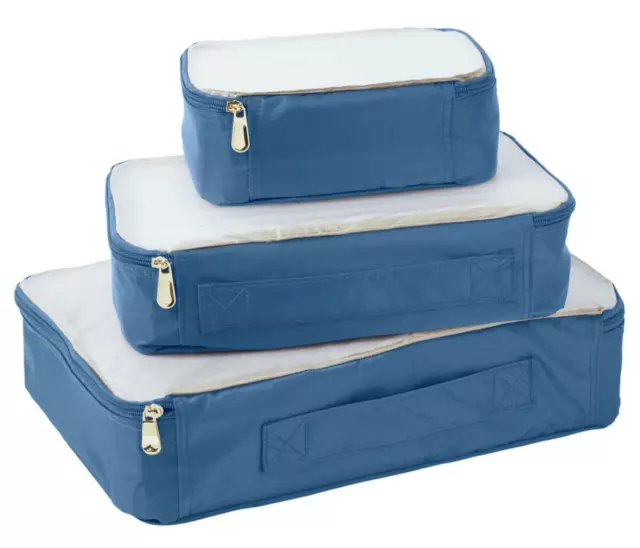 Samantha Brown Suitcase Packing  Zip Cubes 3-piece Set Bravo Blue NWT