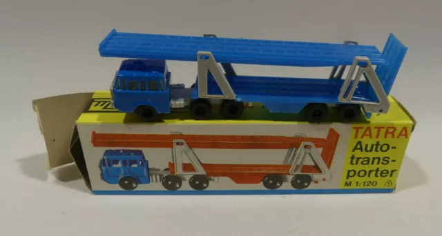 DDR - TT 1:120 MK Modelle Tartra Autotransporter  blau / grau  OVP