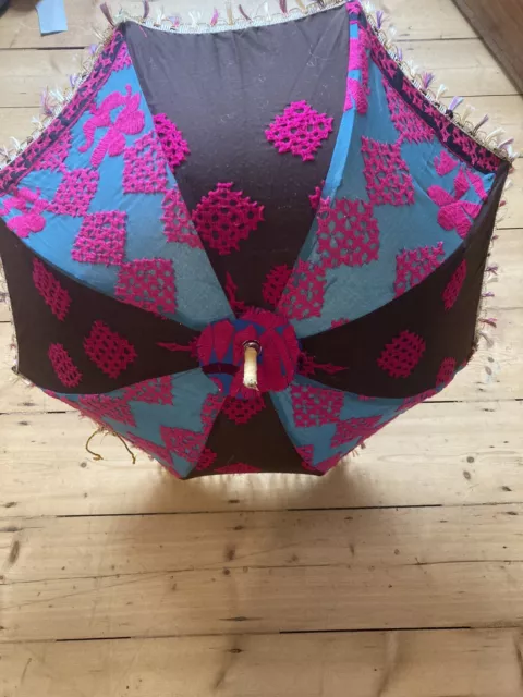 Decorative Indian Hand Embroidered Parasol Wedding  Beach Sun Shade Umbrella UK