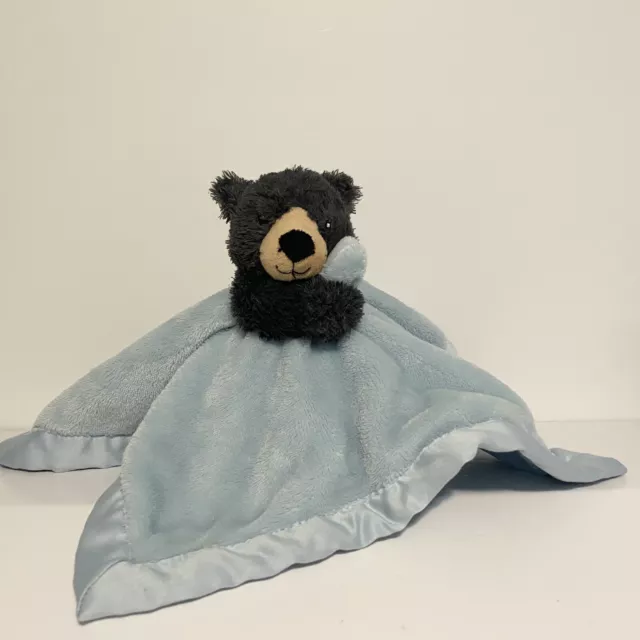 Carters Black Bear Lovey Blue Baby Security Blanket Plush Cuddle Toy Satin Boy