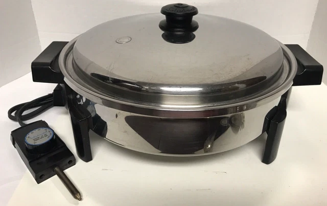 12" SALADMASTER Stainless Steel Oil Core ELECTRIC SKILLET Cleaned & Inspected 12" SALADMASTER Stainless Steel Oil Core ELECTRIC SKILLET Cleaned & Inspected