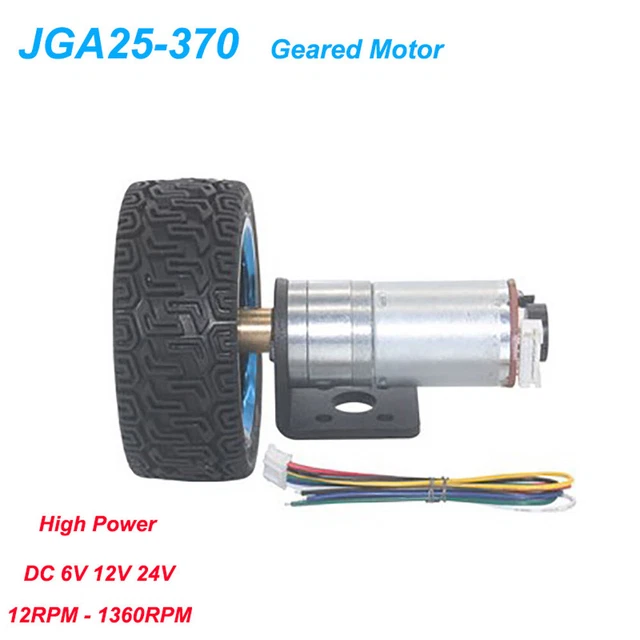 GEARED MOTOR DC 6V 12V 24V With Encoder Tires 12-1360RPM High Torque ...