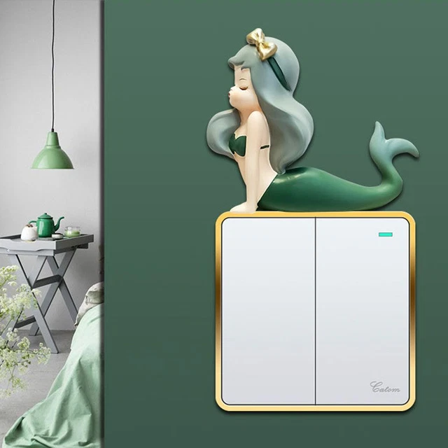 coup de poing Forme de sirène Décoration de prise Autocollant de commutateur 3D