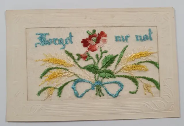 WW1 Embroidered Silk Postcard - Forget Me Not