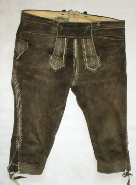 VERSPECKT GRUNE HIRSCHLEDER- LEDERHOSE HIRSCH  gr 56 W38 75CM SAMISCH