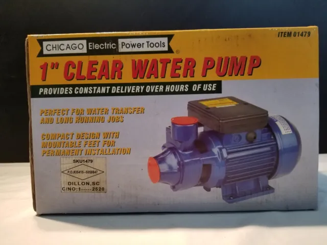 NEW in BOX Chicago Electric 1" Clear Water Pump # 01479 1/2 HP 110v 5.5 Amp NIB