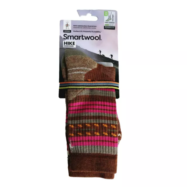 Smartwool Women's M Hike Light Cushion Brown Pink Crew Socks