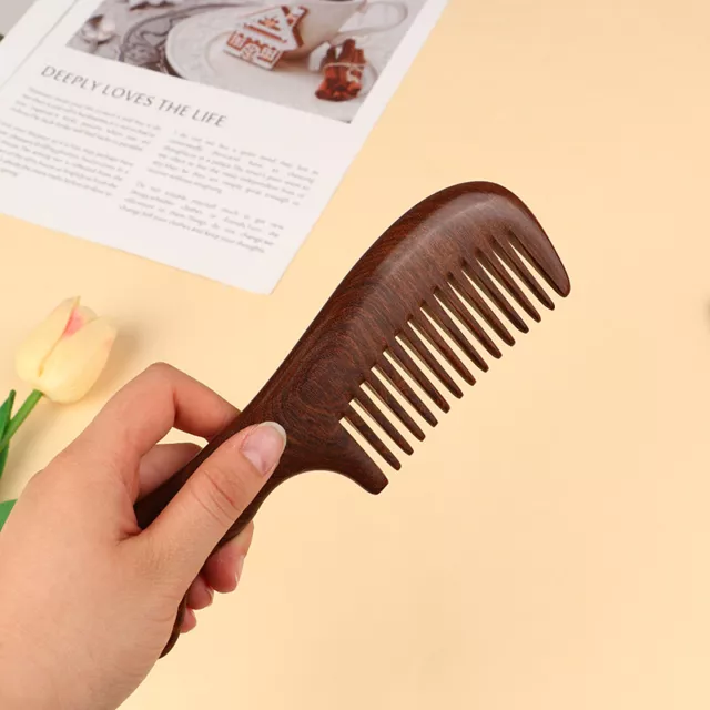 Portable Sandalwood Hair Comb Fine Wide Tooth Comb Anti-static Smooth Hair ComPH