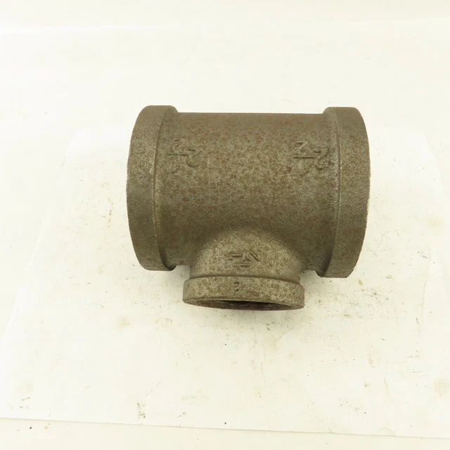 2-1/2"x2-1/2"x1-1/2" NPT Malleable Iron Reducing Tee Black Pipe Fitting