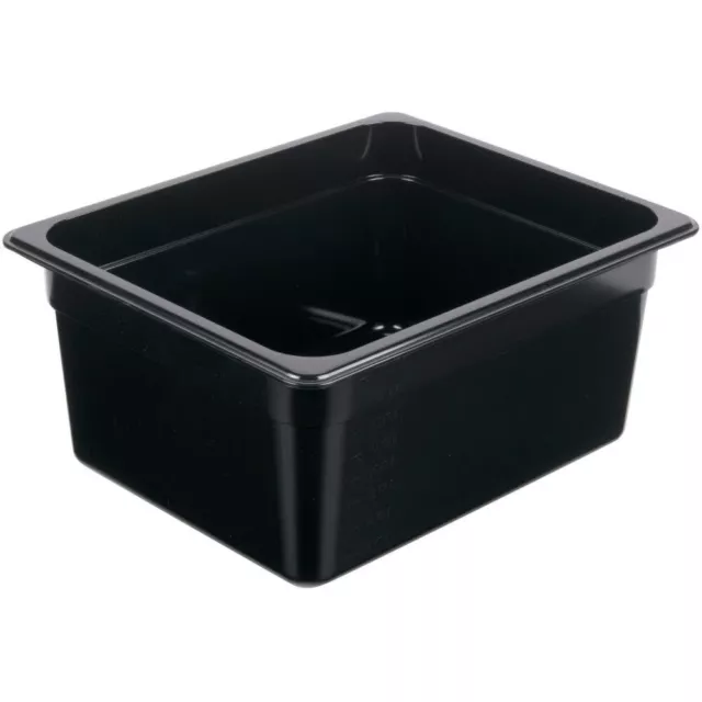 1/2 Size 100mm Deep Bain Marie Tray / Black Polycarbonate Food Pan Gastronorm