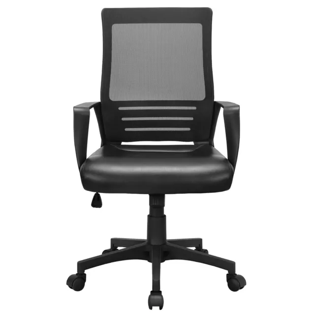 Silla Escritorio de Cuero Artificial Ergonomica con Ruedas Soporte Lumbar Girar