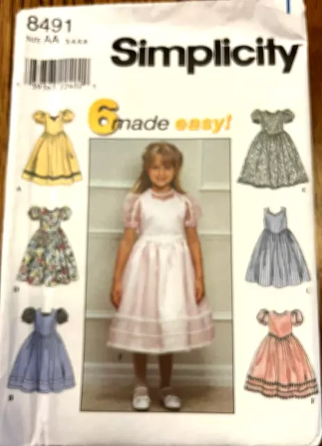 Vintage 1998 Simplicity Pattern #8491 Child's Dress Sizes 3-6