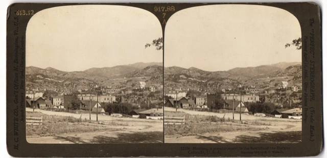 Stereo-Fotografie H.C. White Co., New York, Ansicht Manitou / Colorado, Panoram