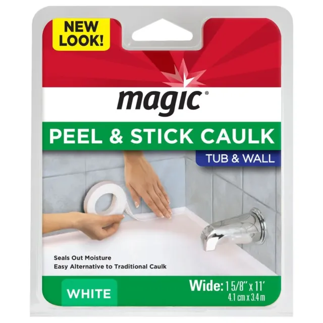 Magic Peel & Stick Caulk Wide for Tub & Wall (White) - Create A Tight Seal (NEW)