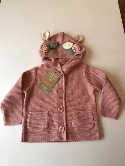 Monsoon Baby Girls Pink 3D Floral Hooded Cardigan Age 6-9 months *BNWT*