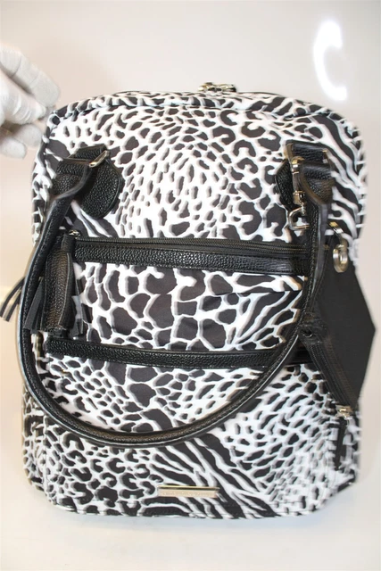 Samantha Brown NEW Black White Leopard Print Convertible Backpack Day Pack Purse