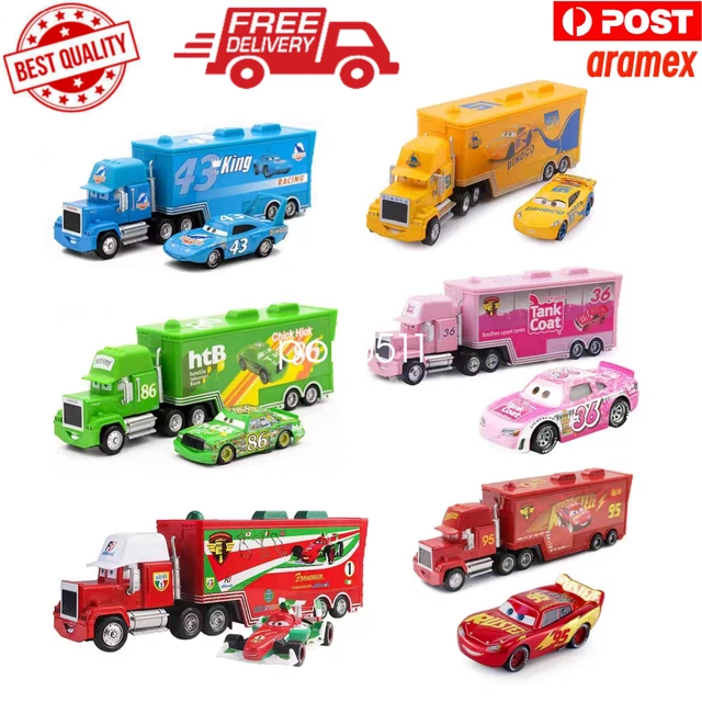 2Pcs Disney Pixar Cars Mcqueen Mack Truck&Car The King Jackson Storm Toy Car Au