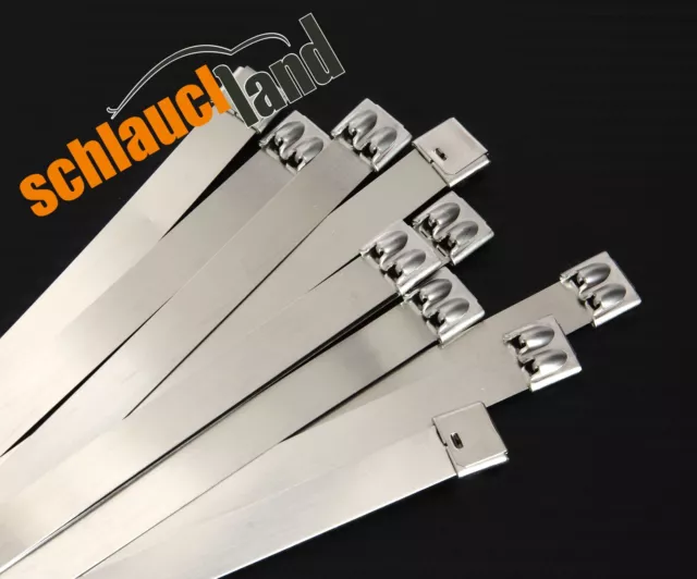 10x Kabelbinder Edelstahl 12 x 350 mm *** 1.4301 Stahl Kabelschelle rostfrei
