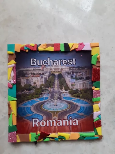Rumänien Bucharest Reise Souvenir Kühlschrank Magnet handgefertigt (Mosaik) 7x8 cm aprx