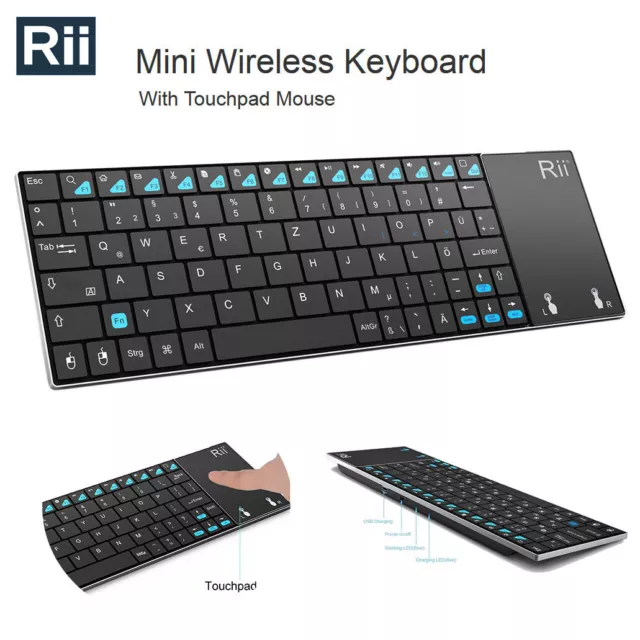 NEW Rii K12 Wireless UltraSlim Metal Keyboard withTouchpad