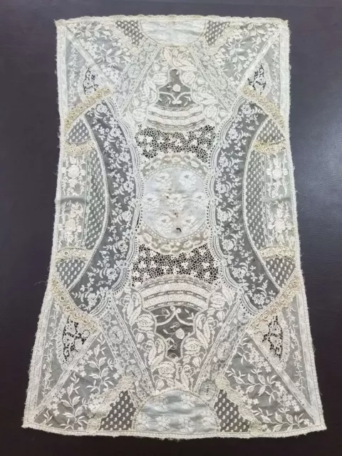 Antique and Lovely Circa 1860 Brussels Lace W/Point De Gaze 104x63cm